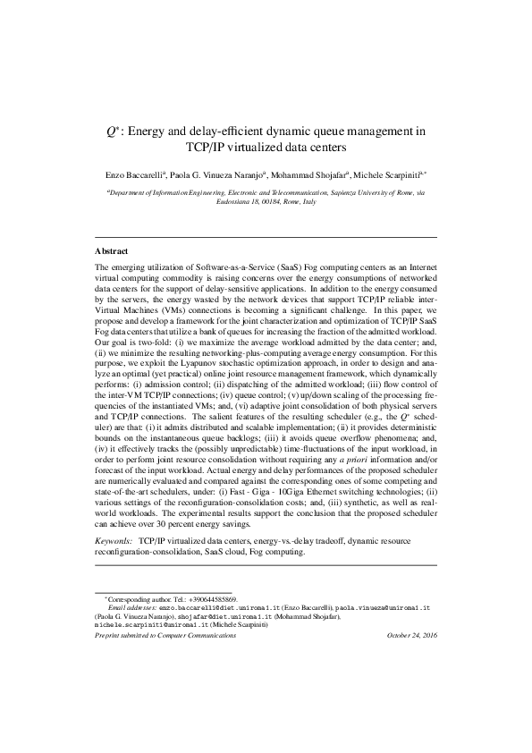 (PDF) Q * : Energy and delay-efficient dynamic queue management in TCP ...