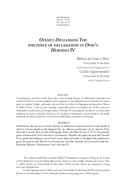 Pdf Ovidius Declamans The Influence Of Declamation In Ovid S Heroides Iv Cecilia Marcela Ugartemendia And Barbara Da Costa E Silva Academia Edu Pdf Ovidius Declamans The Influence Of Declamation In Ovid S Heroides Iv Cecilia Marcela Ugartemendia And Barbara Da Costa E Silva Academia Edu