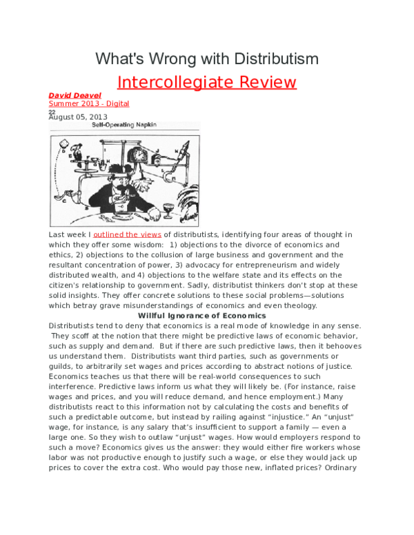 (DOC) What's Wrong With Distributism