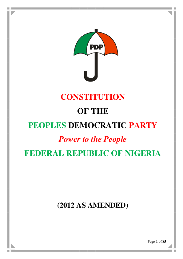(PDF) CONSTITUTION OF THE PEOPLES DEMOCRATIC PARTY Power to the People ...