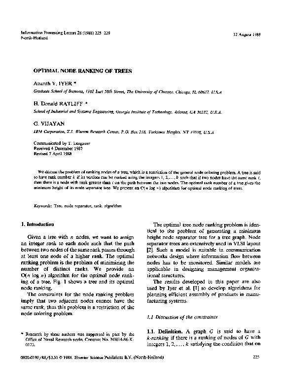 (PDF) Optimal Node Ranking of Trees