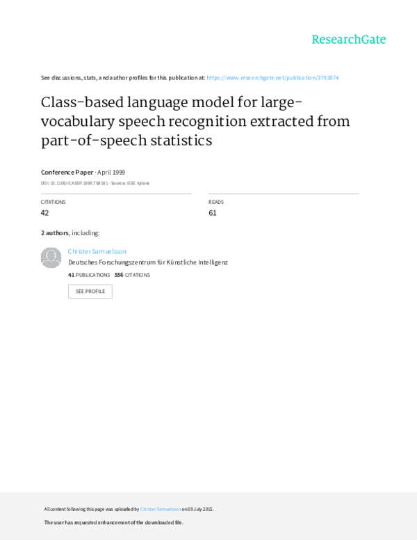 (PDF) A class-based language model for large-vocabulary speech ...
