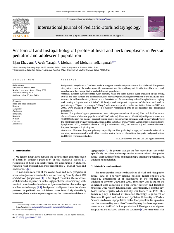 (PDF) Anatomical and histopathological profile of head and neck ...