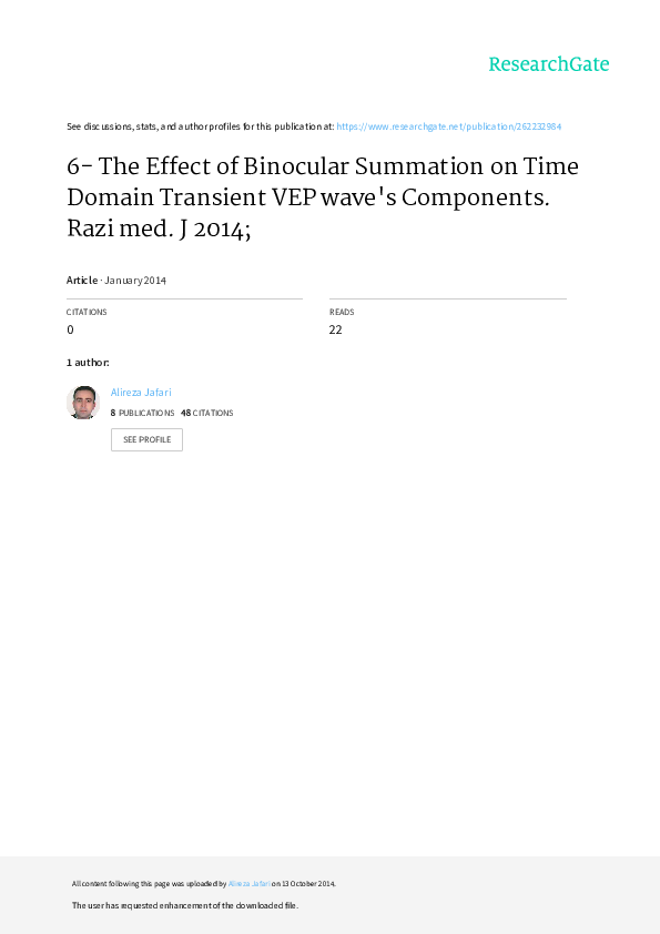 (PDF) 6 The Effect of Binocular Summation on Time Domain Transient VEP