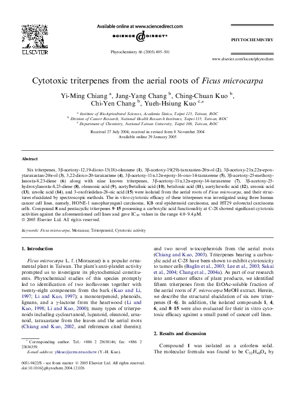 (PDF) Cytotoxic triterpenes from the aerial roots of Ficus microcarpa
