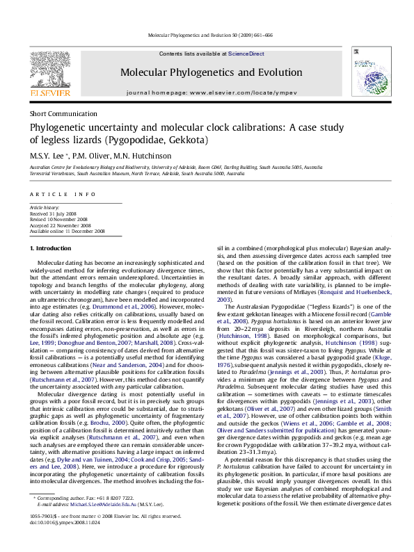 (PDF) uncertainty and molecular clock calibrations A case