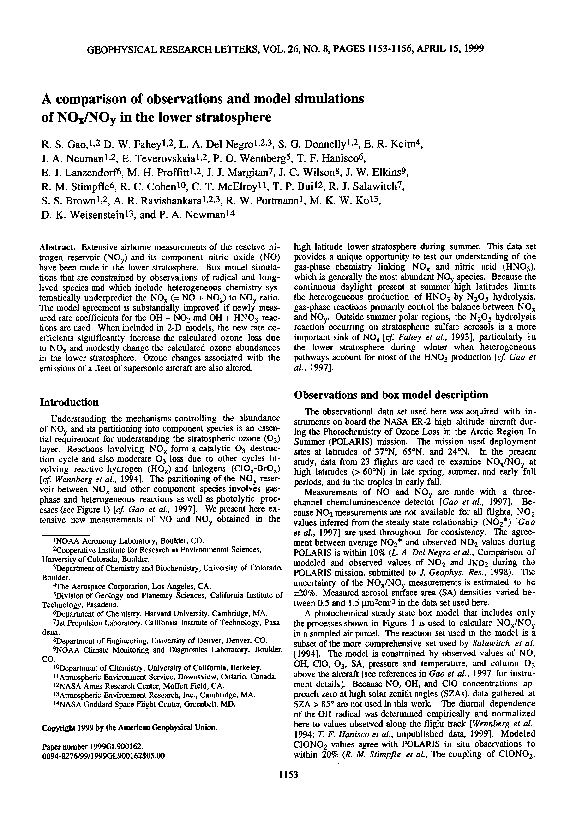 (PDF) A comparison of observations and model simulations of NO x /NO y ...