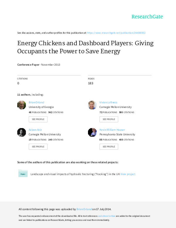 (PDF) Energy Chickens and Dashboard Players: Giving Occupants the Power ...