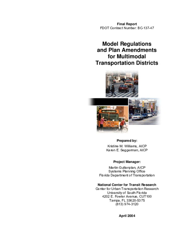 (PDF) Model regulations and plan amendments for multimodal ...