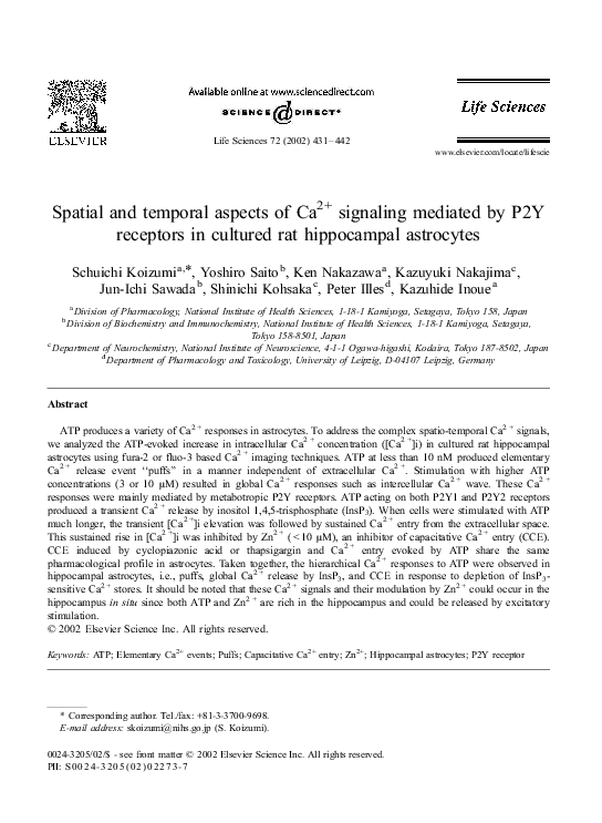 (PDF) Spatial and temporal aspects of Ca2+ signaling mediated by P2Y ...