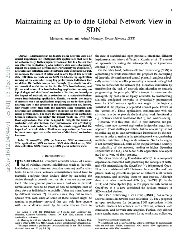 (PDF) Maintaining an Up-to-date Global Network View in SDN