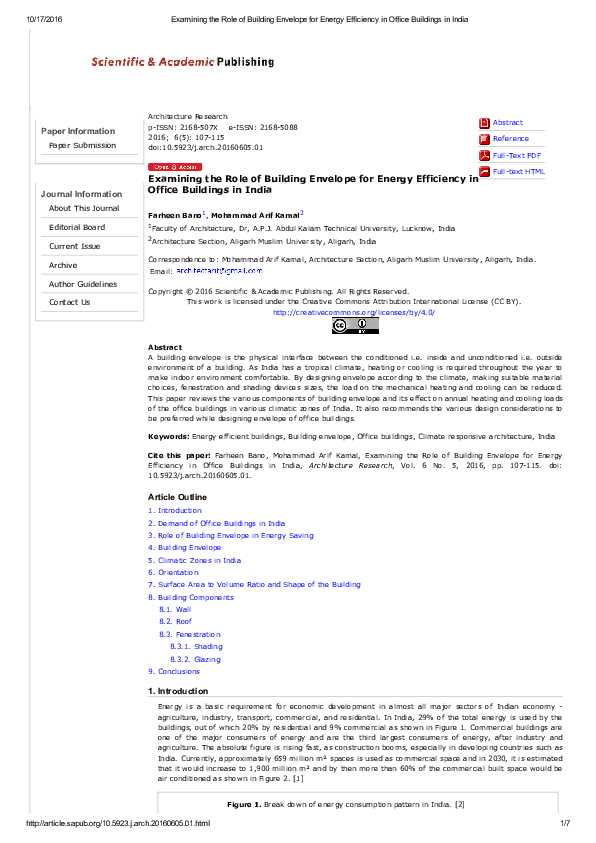(PDF) Examining the Role of Building Envelope for Energy Efficiency in ...