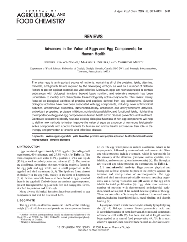 (PDF) REVIEWS Advances in the Value of Eggs and Egg Components for ...