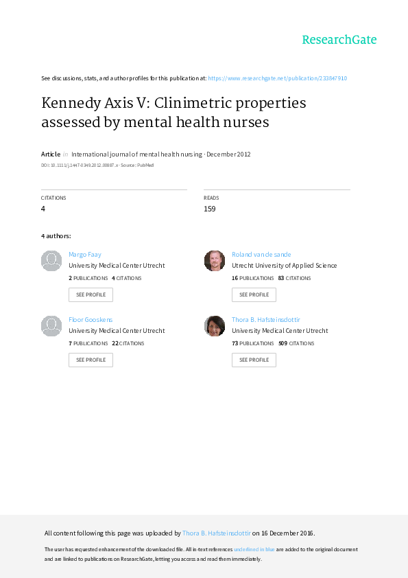 (PDF) Kennedy Axis V Clinimetric properties assessed by mental health