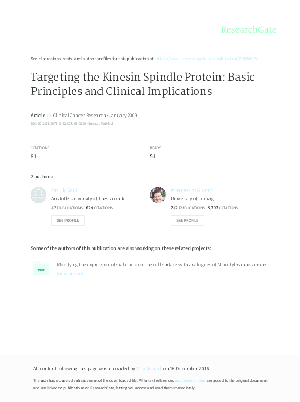 (PDF) Targeting the kinesin spindle protein: basic principles and ...