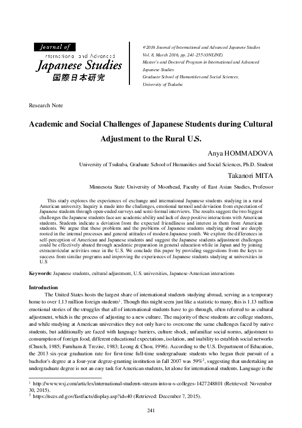 (PDF) Academic and Social Challenges of Japanese Students during ...