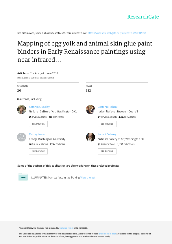 (PDF) Mapping of egg yolk and animal skin glue paint binders in Early