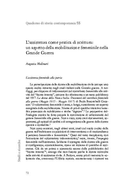 PDF) L'assistenza come pratica di scrittura: un aspetto della ...