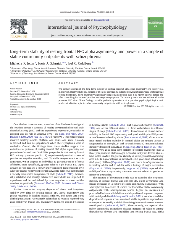 (PDF) Long-term stability of resting frontal EEG alpha asymmetry and ...