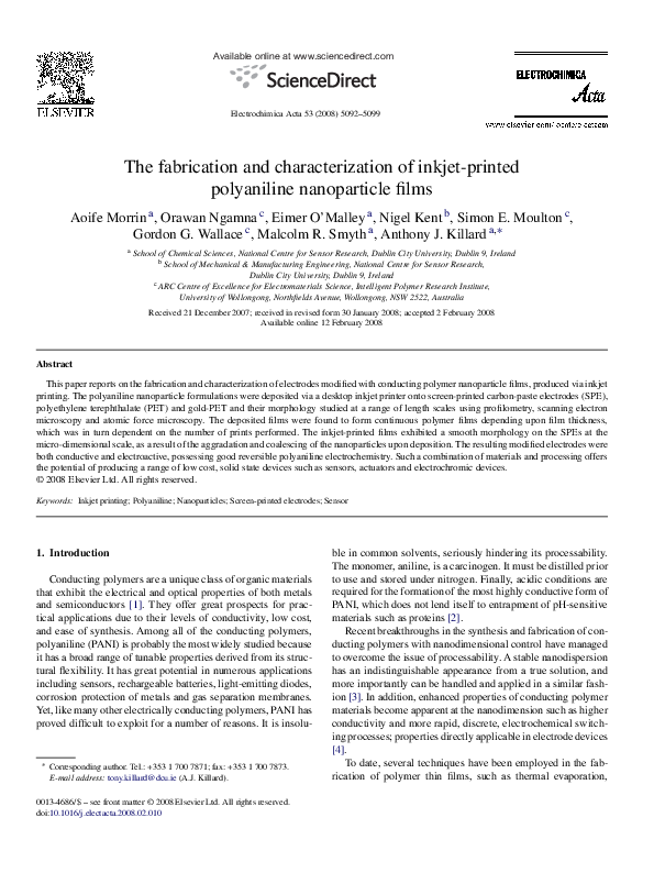 (PDF) The fabrication and characterization of inkjet-printed ...