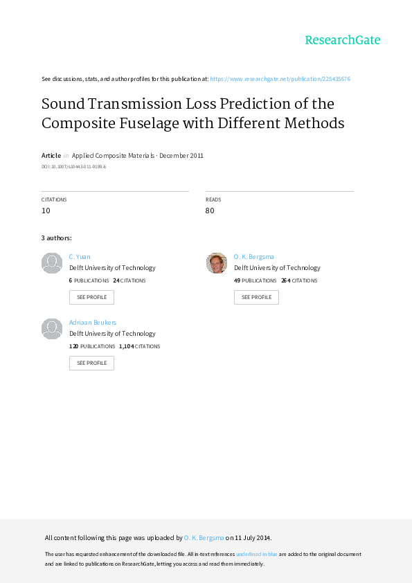 (PDF) Sound Transmission Loss Prediction of the Composite Fuselage with