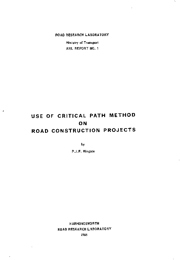 (PDF) USE OF CRITICAL PATH METHOD ON ROAD CONSTRUCTION PROJECTS