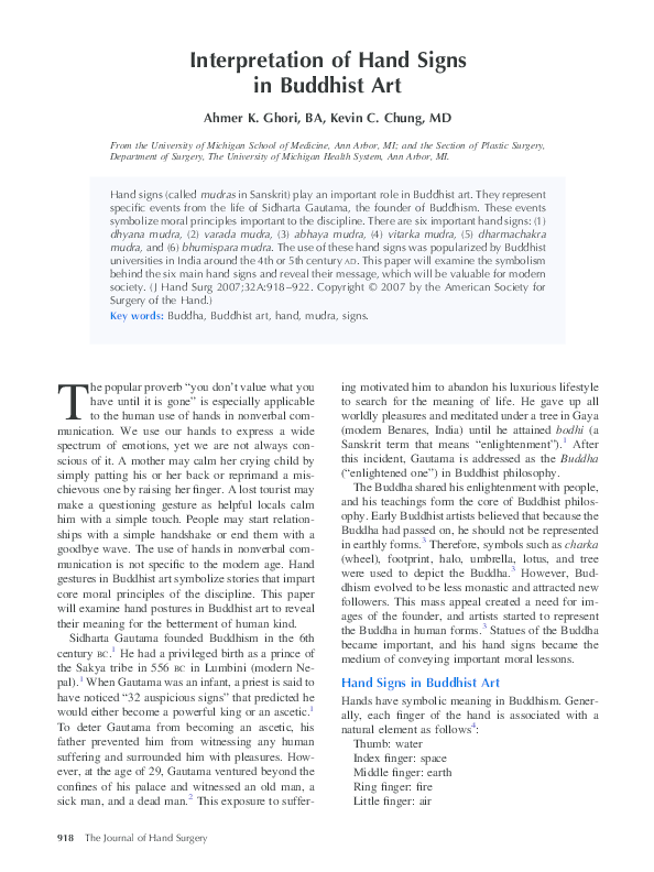 (PDF) Interpretation of hand signs in buddhist art
