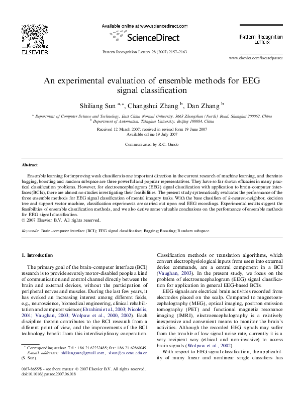 (PDF) An Experimental Evaluation of Ensemble Methods for Pattern ...