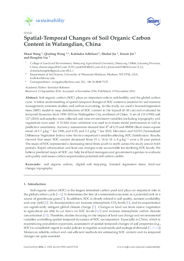 (PDF) Spatial-Temporal Changes of Soil Organic Carbon Content in ...