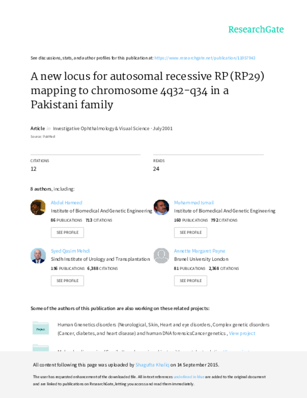 (PDF) A new locus for autosomal recessive RP (RP29) mapping to ...
