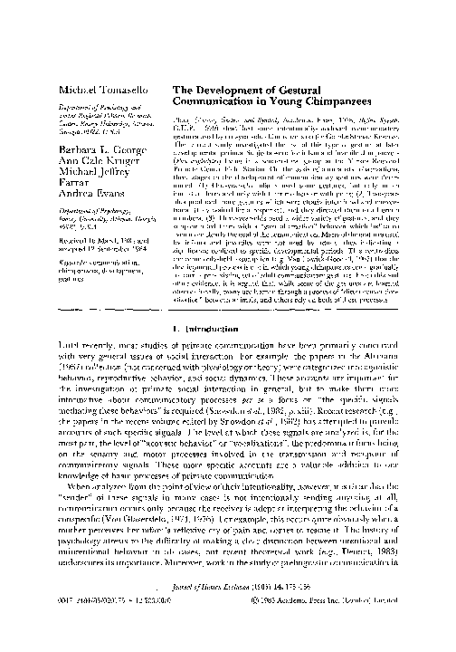 (PDF) The development of gestural communication in young chimpanzees
