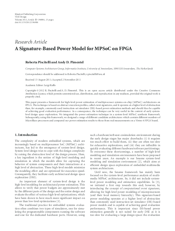 (PDF) A Signature-Based Power Model for MPSoC on FPGA