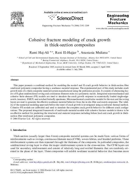 (PDF) Cohesive fracture modeling of crack growth in thick-section ...