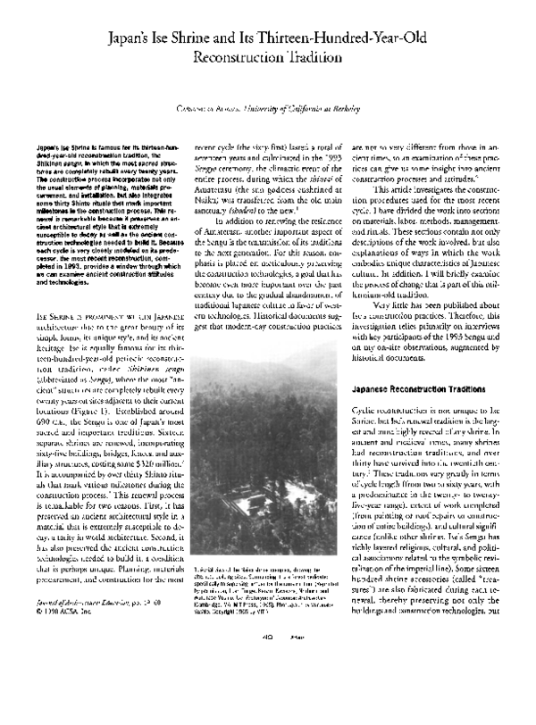PDF) Japan's Ise Shrine and Its Thirteen‐Hundred‐Year‐Old