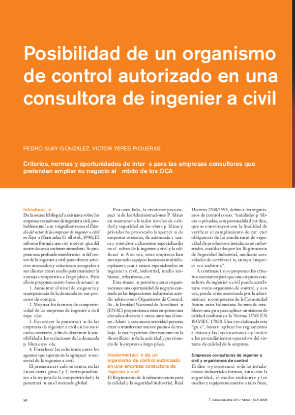 (PDF) Posibilidad de un organismo de control autorizado en una