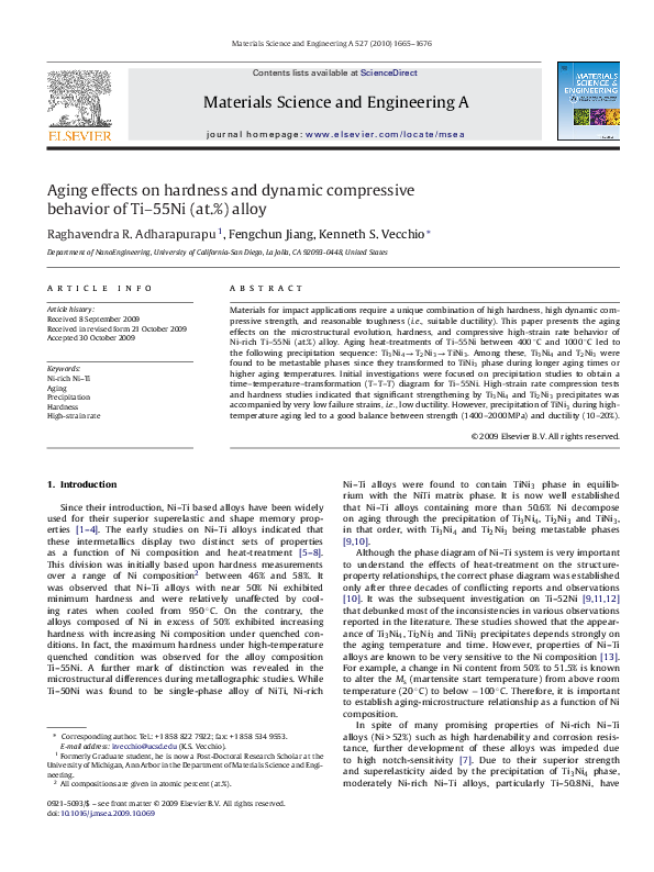 (PDF) Aging effects on hardness and dynamic compressive behavior of Ti ...