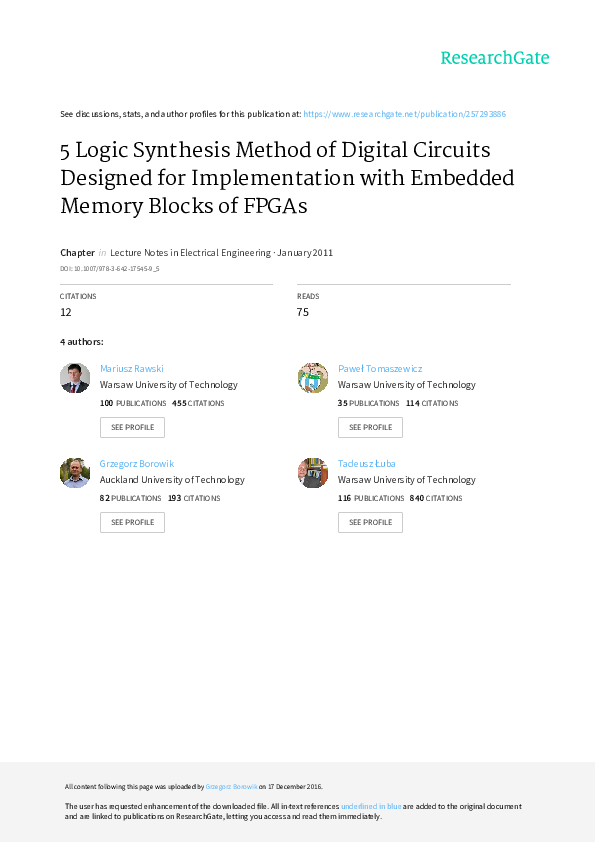 Synthesis Of Digital Logic Circuit Design Pdf Circuit Diagram