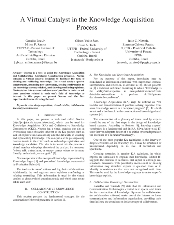 (PDF) A Virtual Catalyst in the Knowledge Acquisition Process