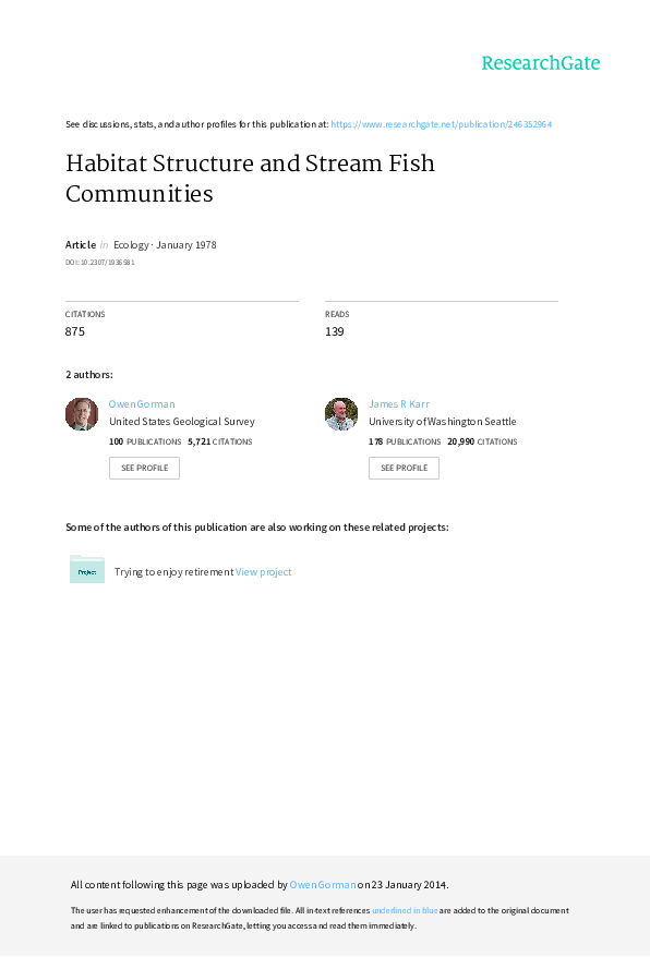 (PDF) Habitat structure and stream fish communities
