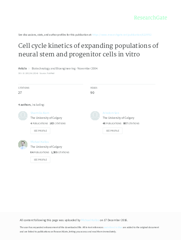 (PDF) Cell cycle kinetics of expanding populations of neural stem and ...