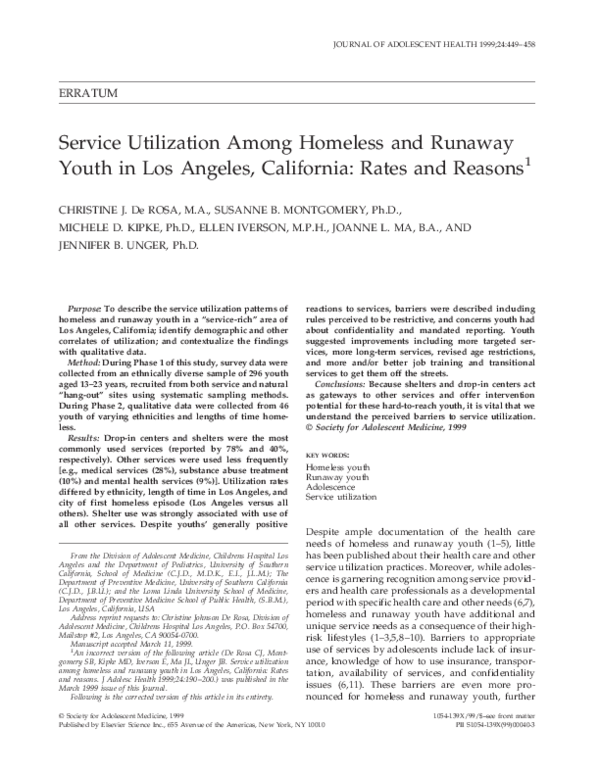 Runaway youth essay image