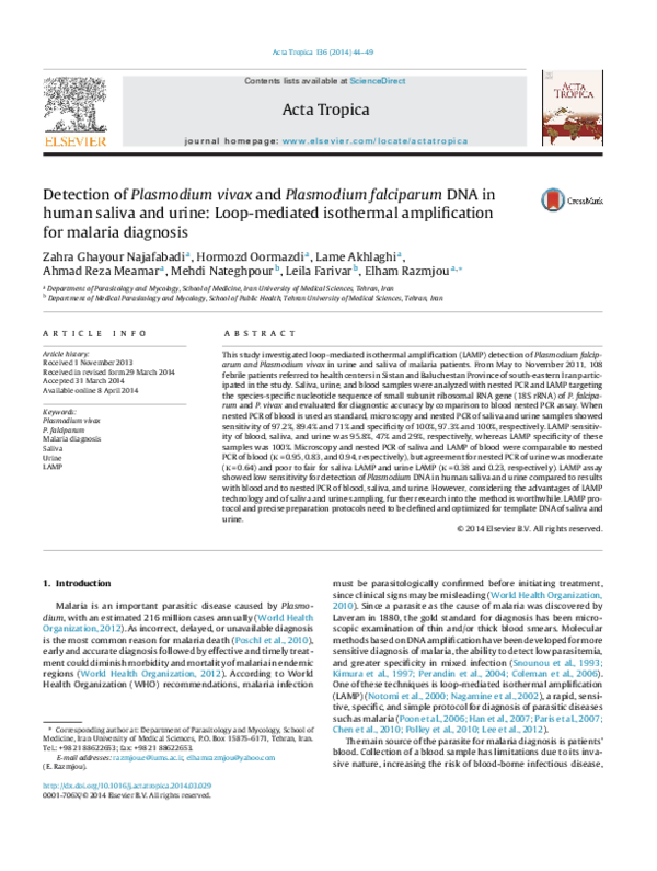 (PDF) Detection of Plasmodium vivax and Plasmodium falciparum DNA in ...