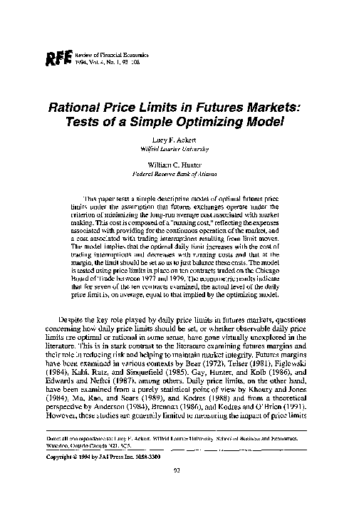 (PDF) Rational price limits in futures markets: tests of a simple ...