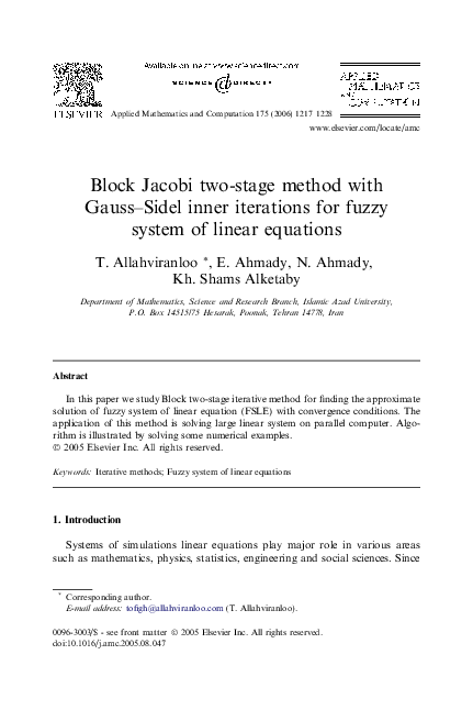 (PDF) Block Jacobi two-stage method with Gauss-Sidel inner iterations ...