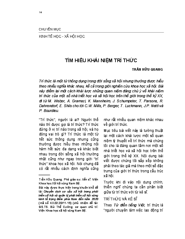 (PDF) Tìm hiểu khái niệm Trí thức