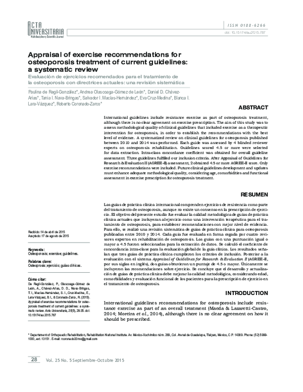 (PDF) Appraisal of exercise recommendations for osteoporosis treatment ...