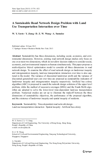 (PDF) A Sustainable Road Network Design Problem with Land Use ...