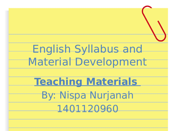(PPT) English Syllabus and Material Development