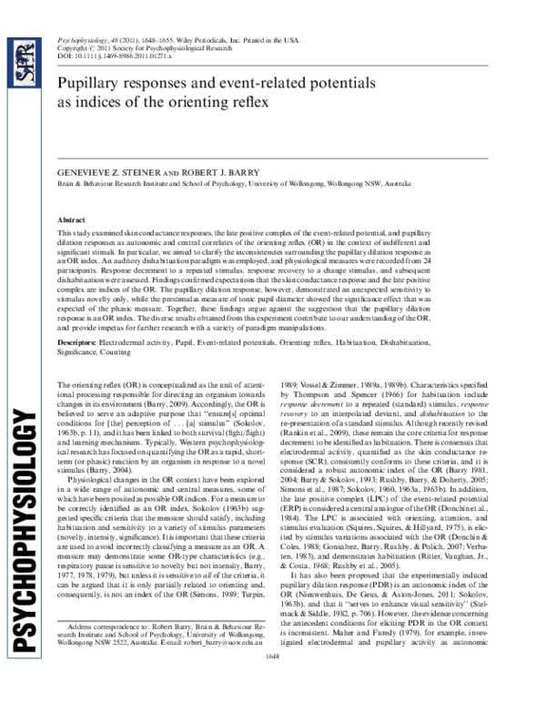 (PDF) Pupillary responses and event-related potentials as indices of ...