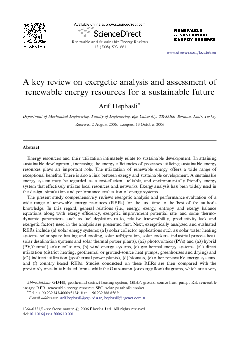 (PDF) A key review on exergetic analysis and assessment of renewable ...